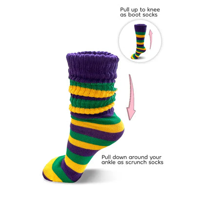 2POPS Mardi Gras Slouchy/Boot Socks