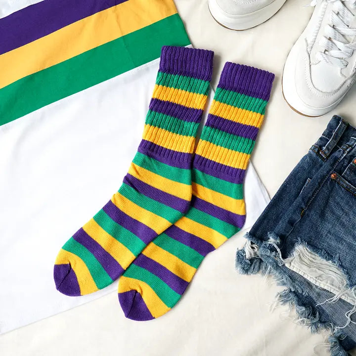 2POPS Mardi Gras Slouchy/Boot Socks